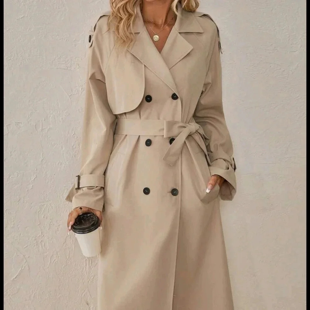 Double Breasted Belted Trench Coat - Picture 4 of 6
